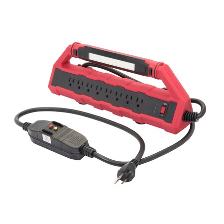Steelman Pro 8-Outlet GFCI Power Station with 2-USB Outlets and Detachable Work Light, 15 Amp 92662